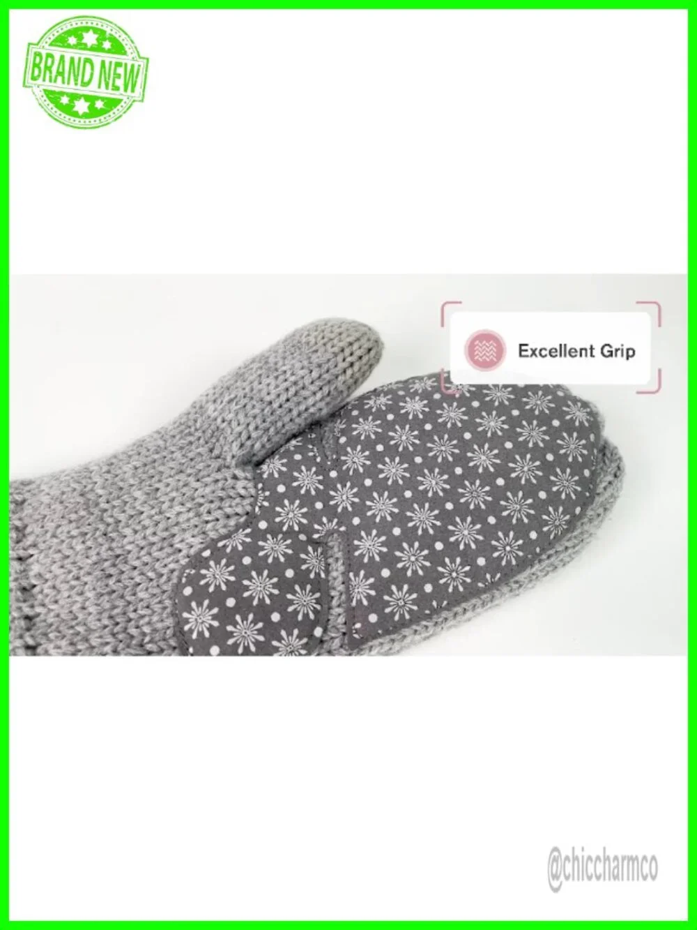 Touchscreen Mittens | Sherpa Lined Cable Knit | Snowflake Grip | Winter Gloves